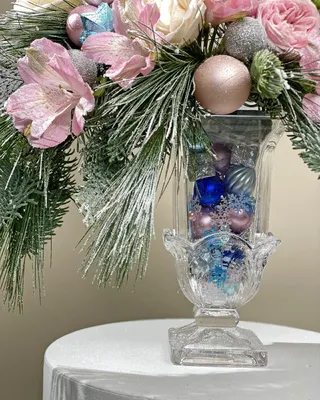 Christmas vase arrangement for table Snow-Kissed Grace