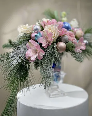 Christmas vase arrangement for table Snow-Kissed Grace