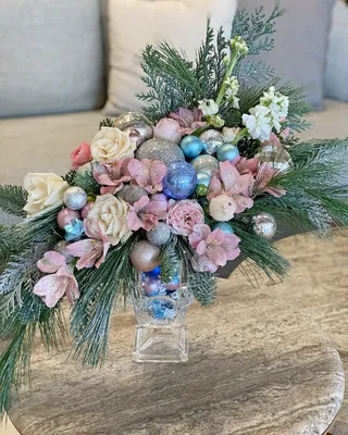 Christmas vase arrangement for table Snow-Kissed Grace