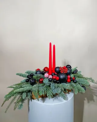 Christmas table centerpiece Red and Black Enchantment