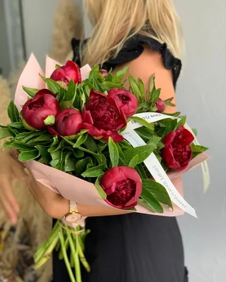 Monobouquet of red peonies Ruby Serenade