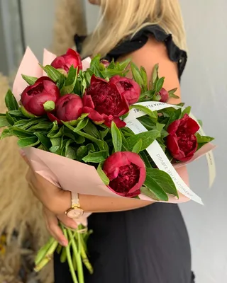 Monobouquet of red peonies Ruby Serenade