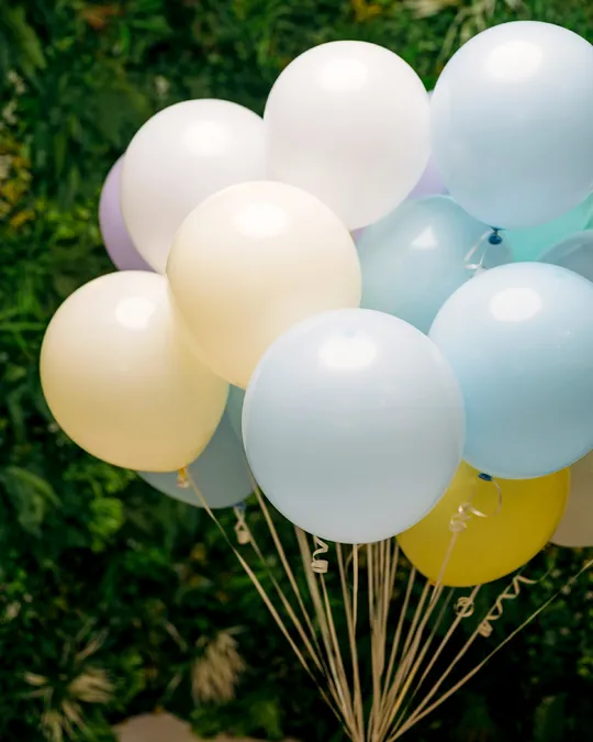 Bunch of pastel blue balloons