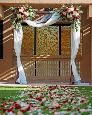 Burdundy touch wedding arch delivery in Dubai