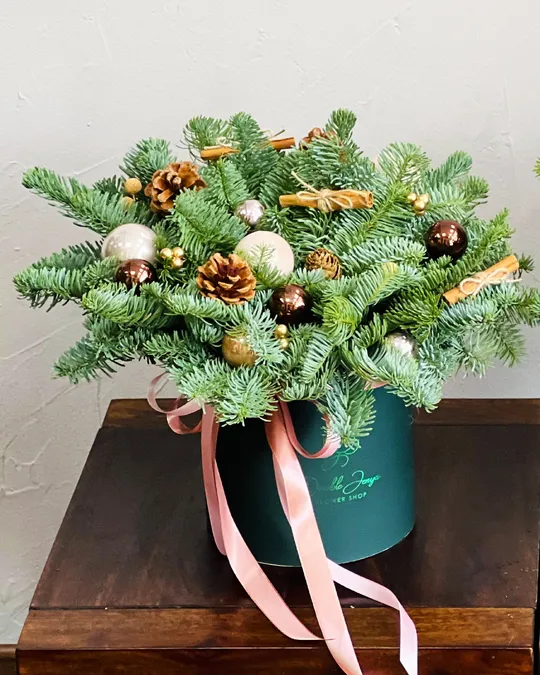 Loving Christmas box arrangement