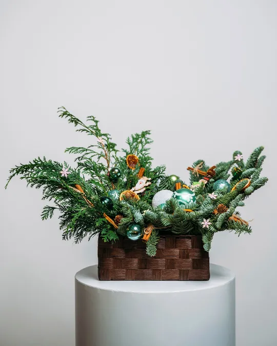 Christmas box arrangement Green lights