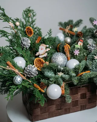 Christmas box arrangement Silver lights
