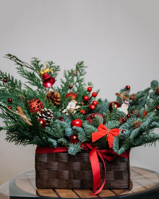 Christmas box arrangement Red lights