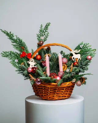 Basket Christmas arrangement Bright lights delivery in Dubai