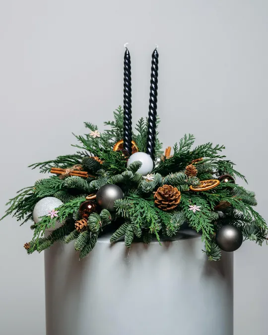 Christmas table centerpiece Dark sky
