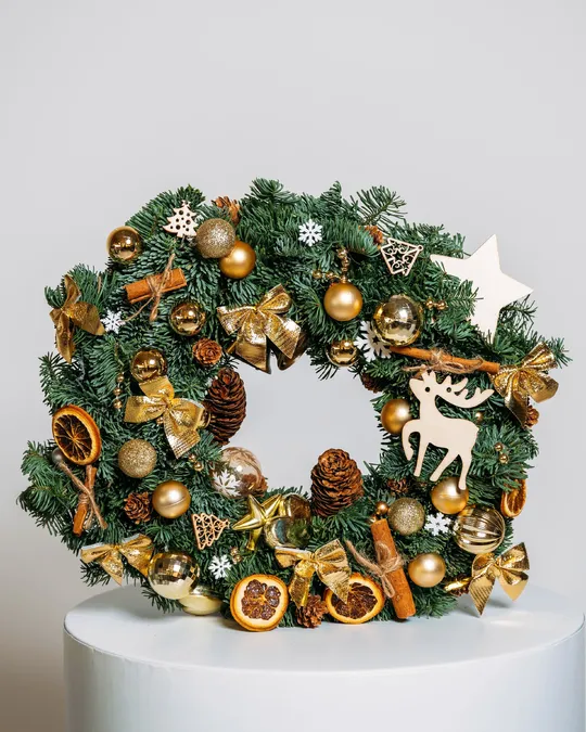 Christmas wreath Bronze lights