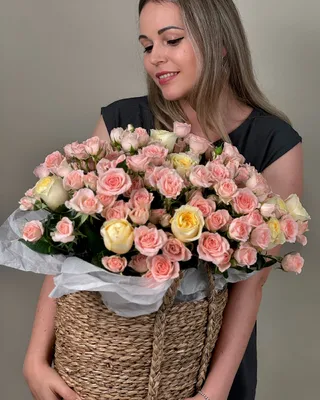 Basket arrangement Blush Blooms delivery in Dubai