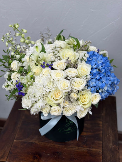 Blue touch box arrangement - DJ flowers