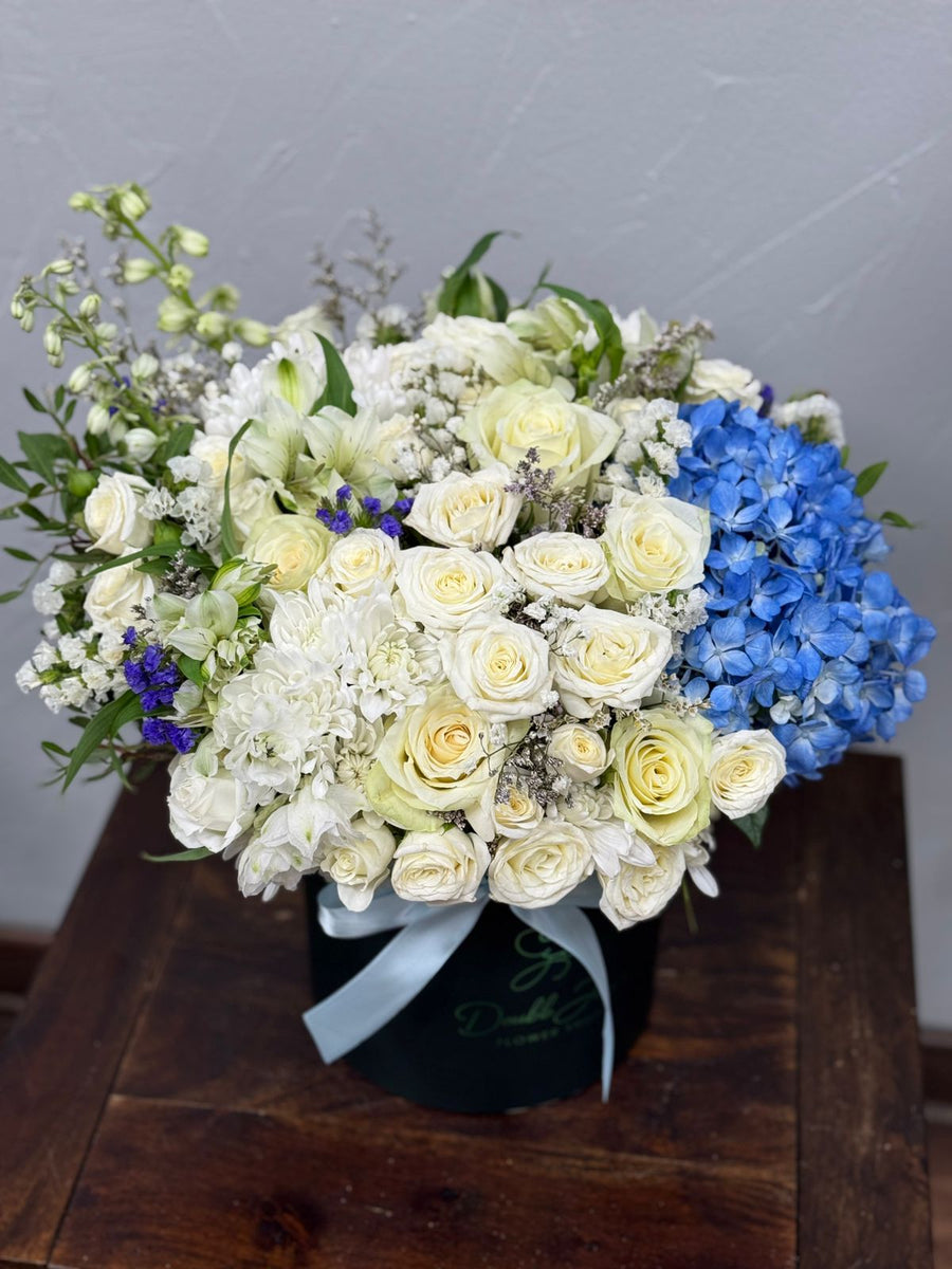 Blue touch box arrangement - DJ flowers