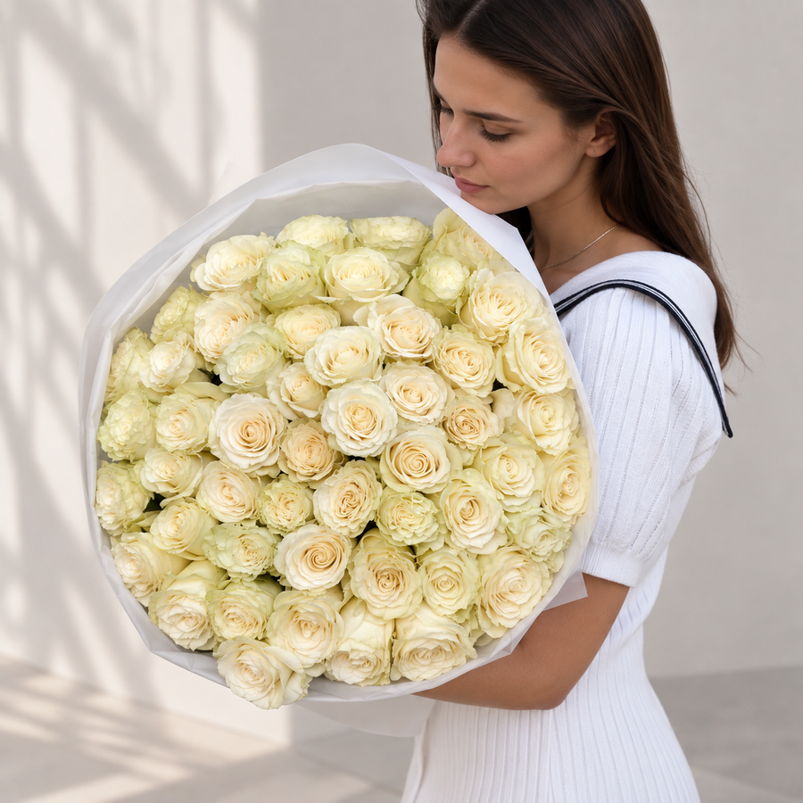 Bouquet White Rose Halo - DJ flowers