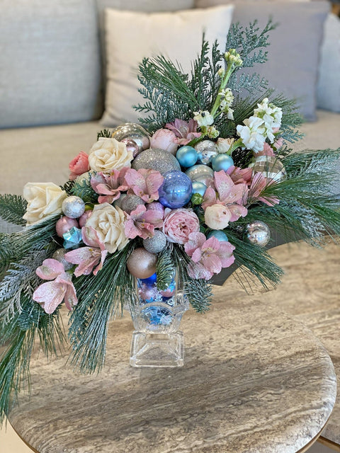 Christmas vase arrangement for table Snow-Kissed Grace - DJ flowers