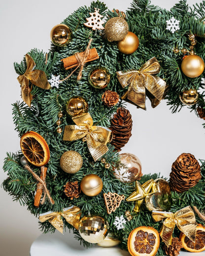 Christmas wreath Bronze lights - DJ flowers
