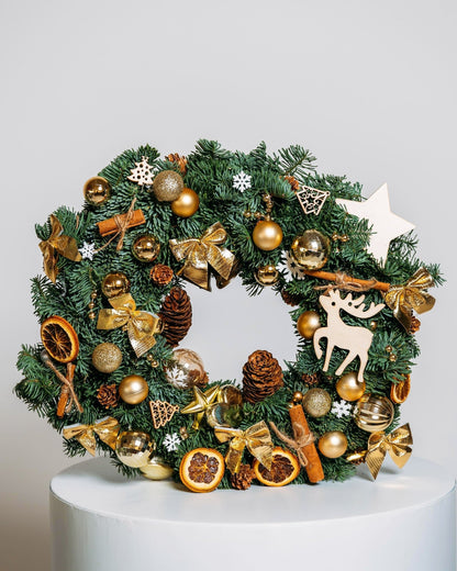 Christmas wreath Bronze lights - DJ flowers