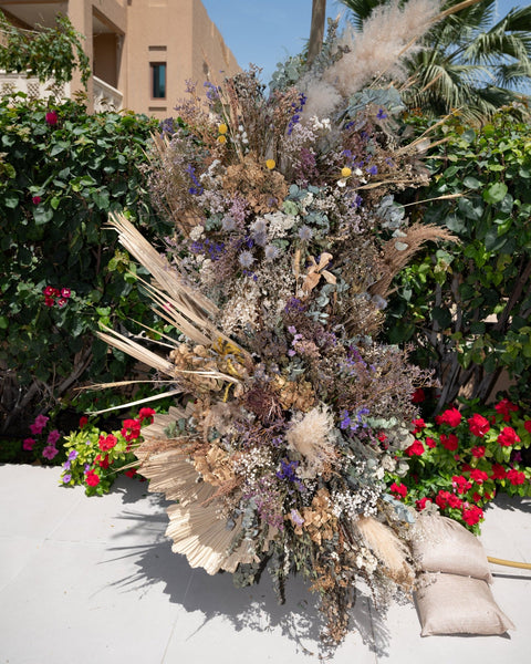 Dried Flowers wedding arch - DJ flowers