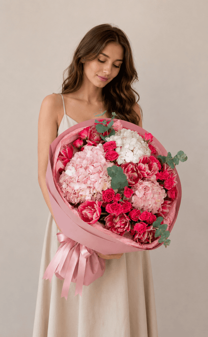 Mixed bouquet with tulips Rose Macaron - DJ flowers