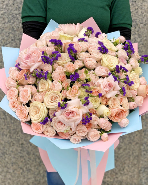 Mixed roses bouquet Pink Souffle - DJ flowers
