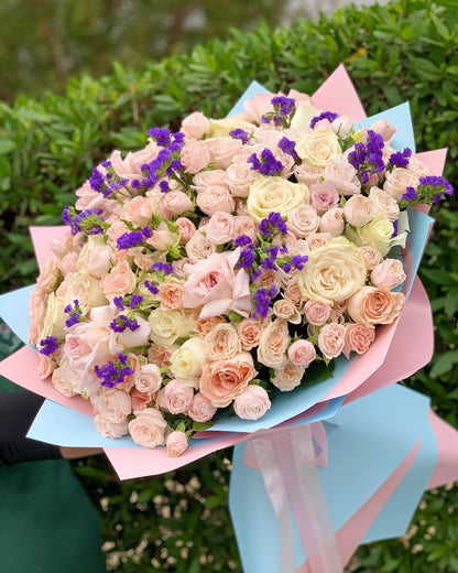 Mixed roses bouquet Pink Souffle - DJ flowers