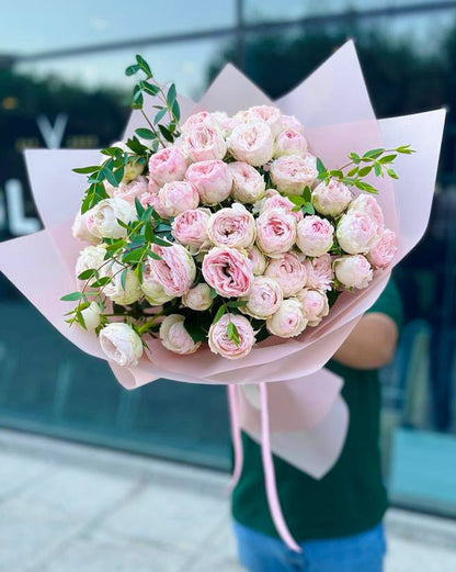 Mono bouquet of peony rose Mansfield - DJ flowers