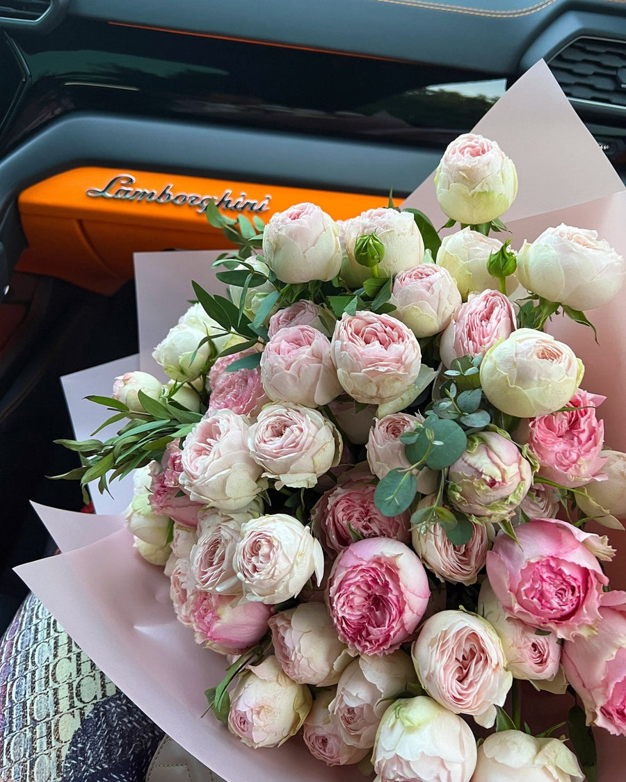 Mono bouquet of peony rose Mansfield - DJ flowers