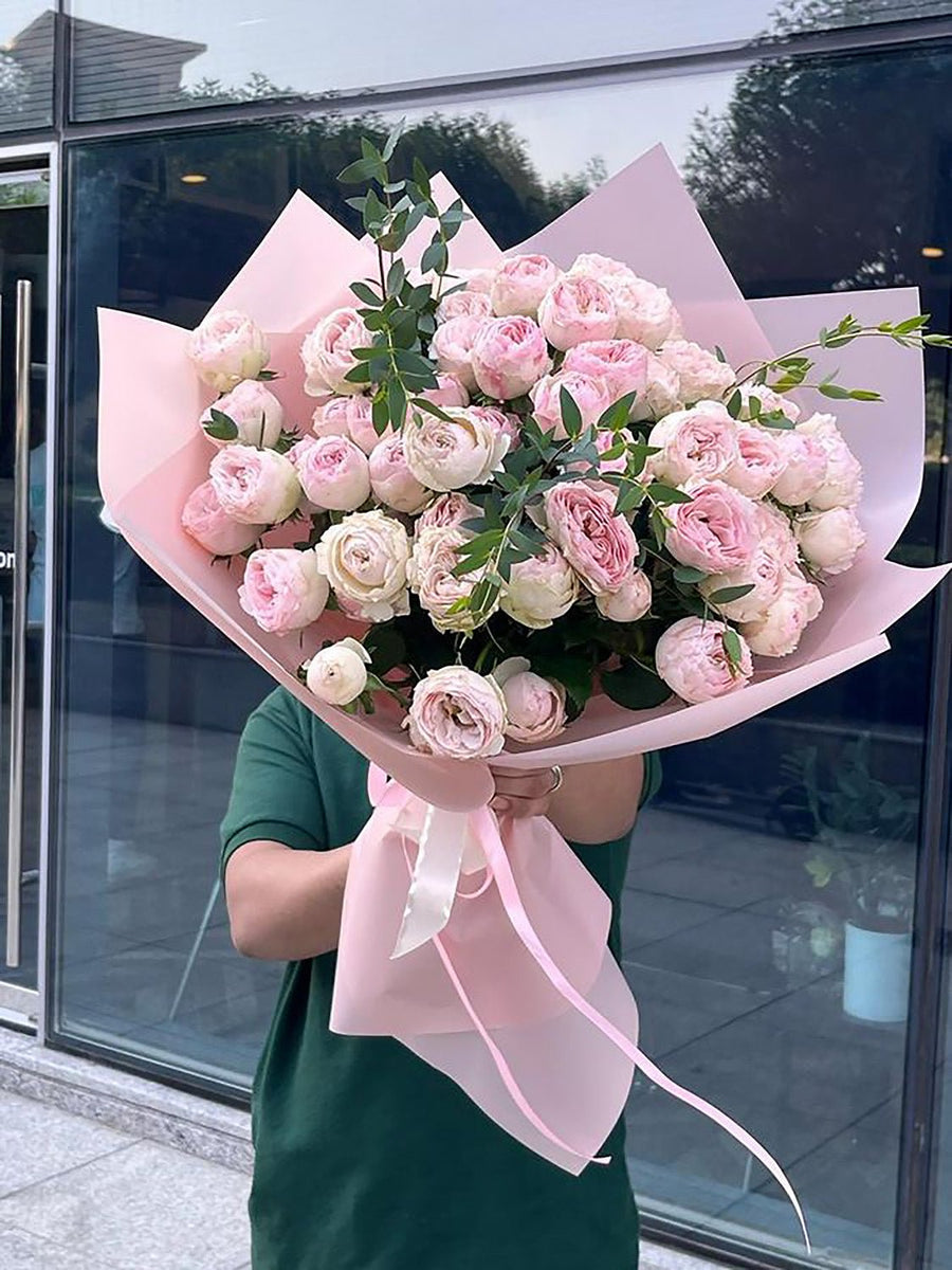 Mono bouquet of peony rose Mansfield - DJ flowers