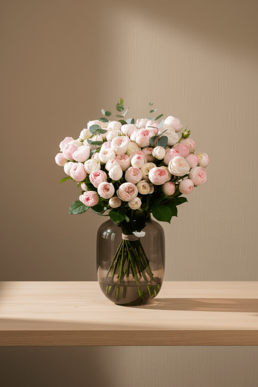 Mono bouquet of peony rose Mansfield - DJ flowers