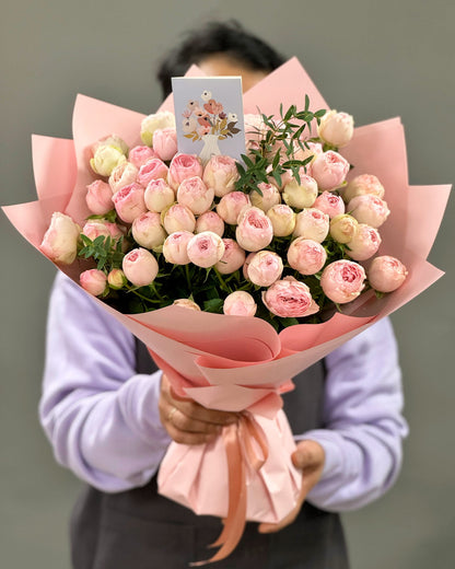 Mono bouquet of peony rose Mansfield - DJ flowers