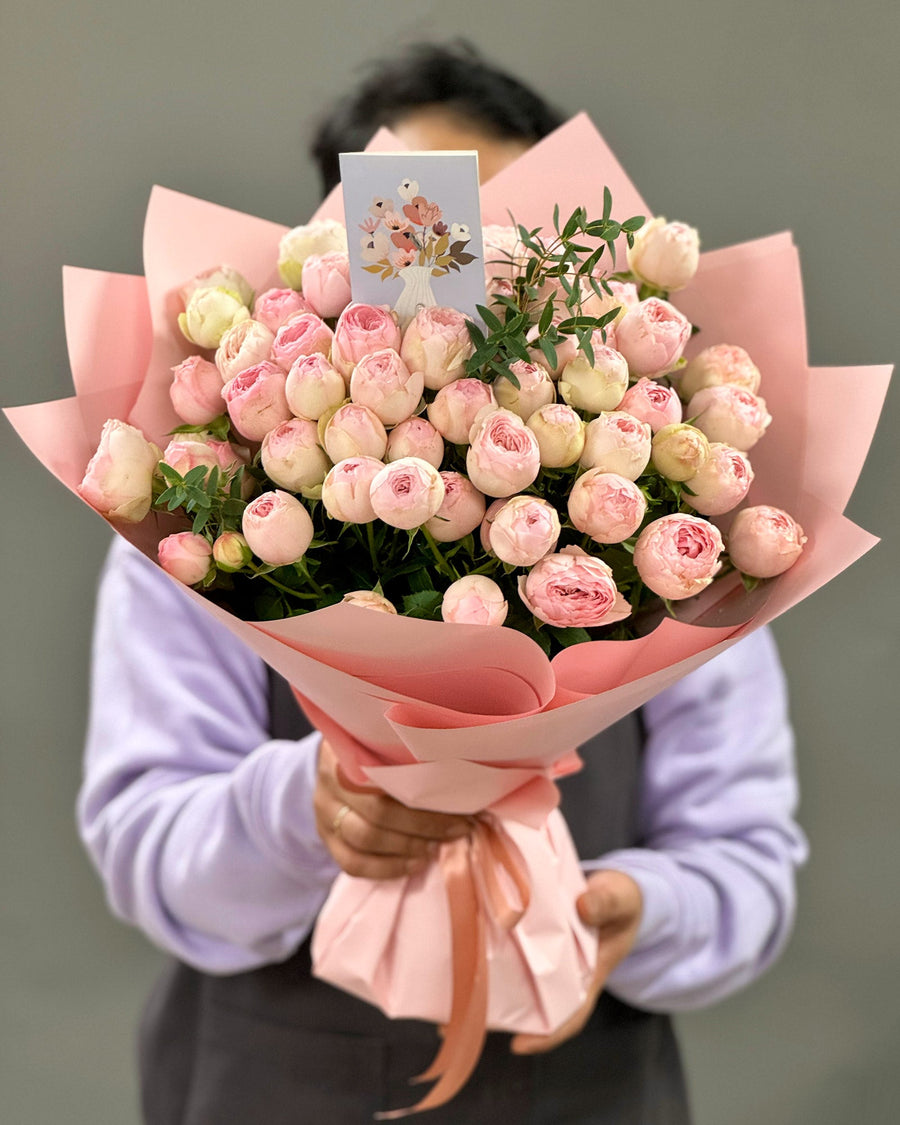 Mono bouquet of peony rose Mansfield - DJ flowers