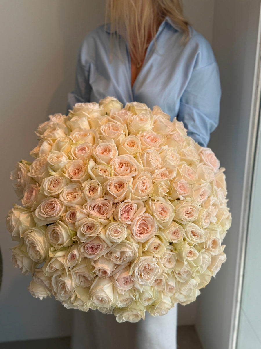 Monobouquet of fragrant white O'hara roses Glimmer - DJ flowers