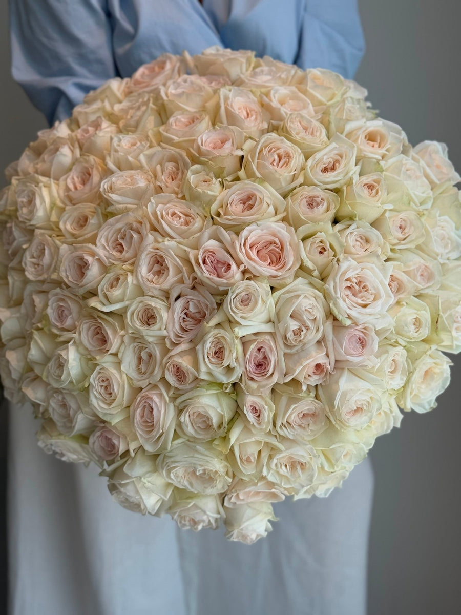 Monobouquet of fragrant white O'hara roses Glimmer - DJ flowers