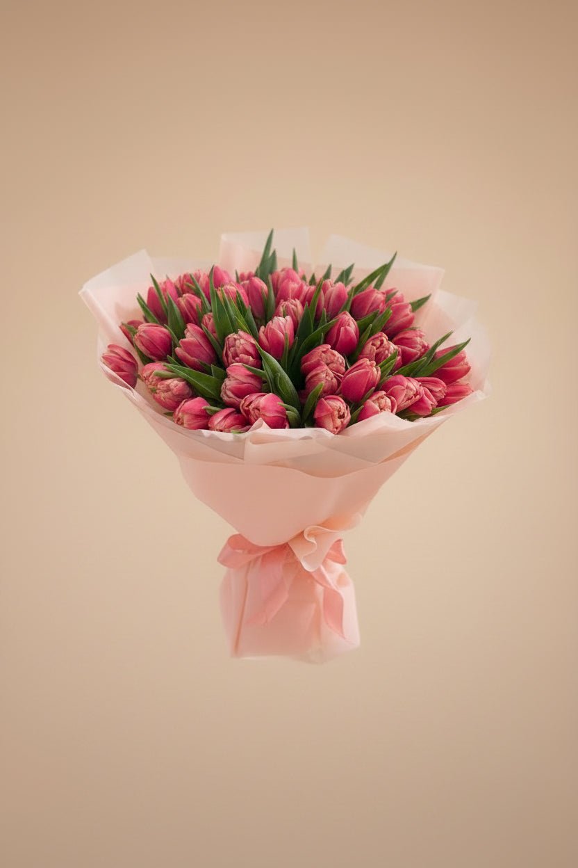 مونوبوكيه من زهور التوليب الربيع الصوفي