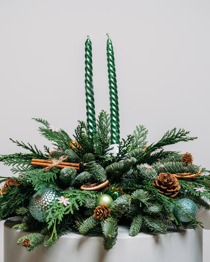 Table Christmas centerpiece Green Lights - DJ flowers